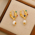 White Pearl Hoop Earrings
