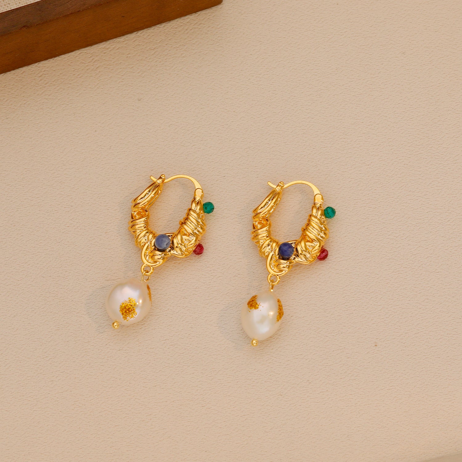 White Pearl Hoop Earrings