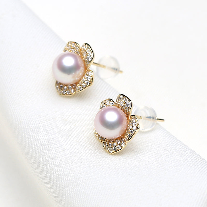 Akoya Pearl Stud Earrings in 14k Gold