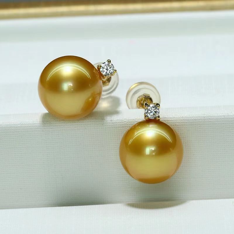 Natural Champagne  Pearl Stud Earrings