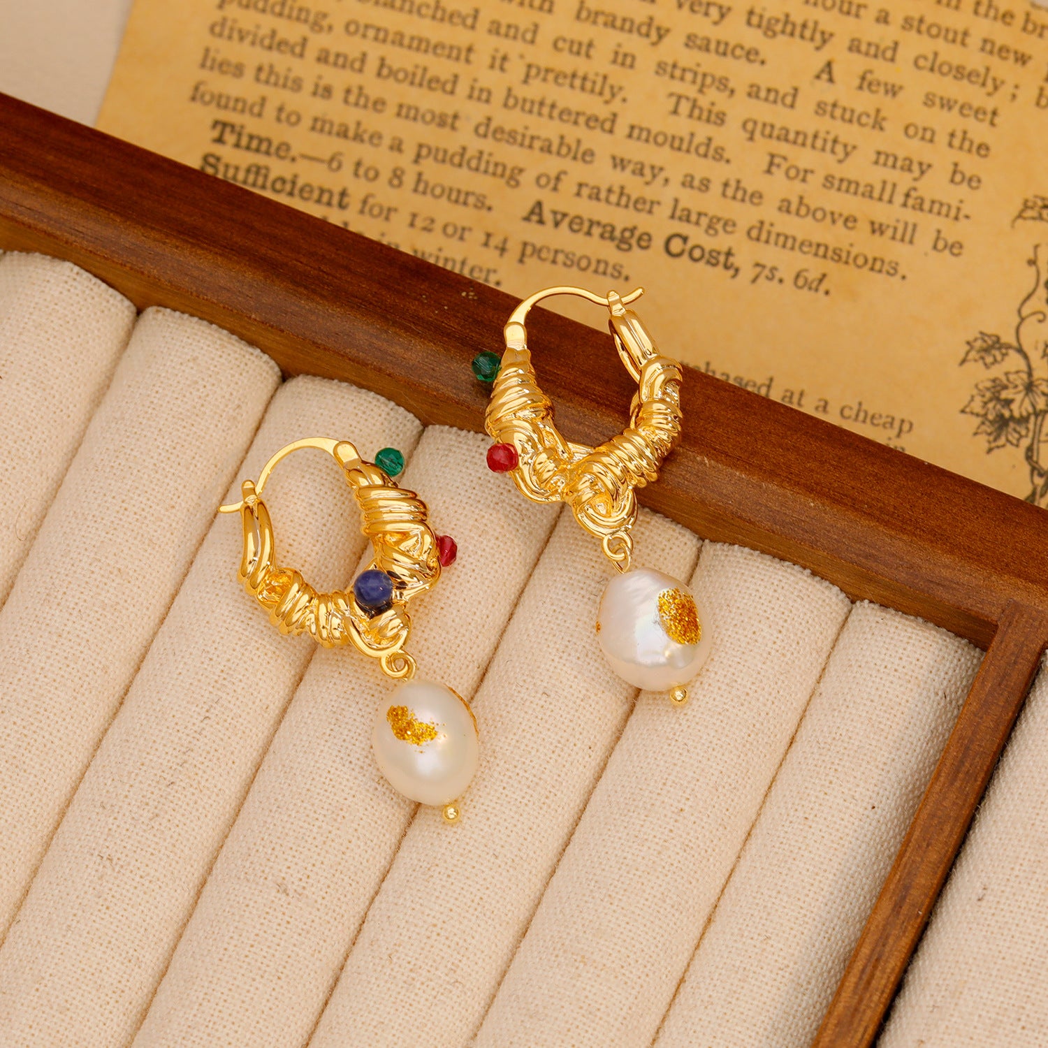 White Pearl Hoop Earrings