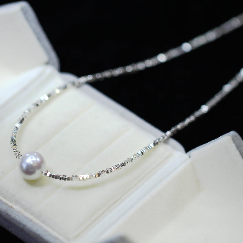 White Pearl Choker wtih Sliver Charm Beads