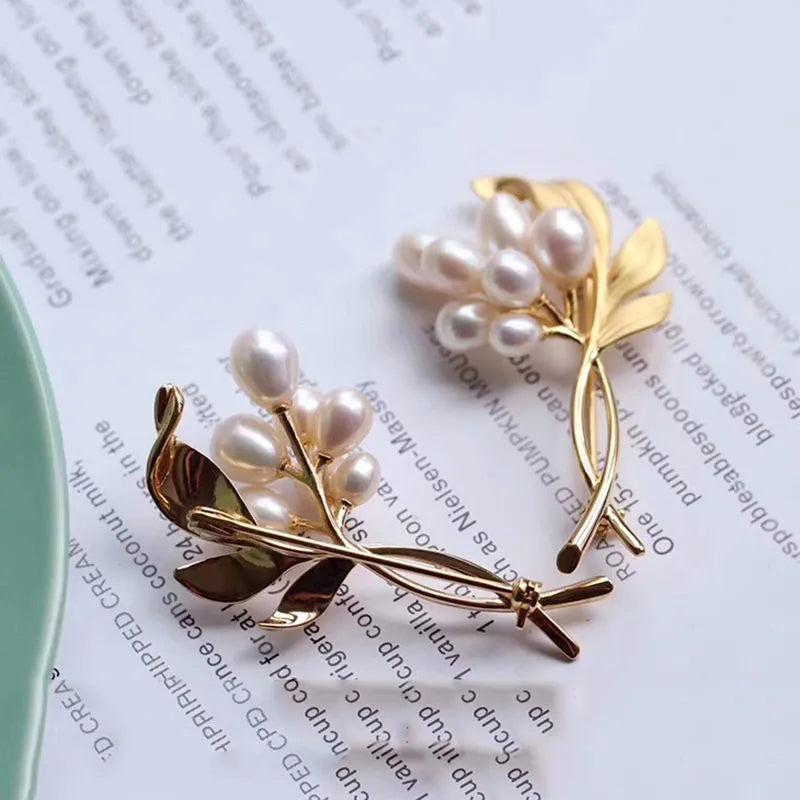 White Pearl Hoop Grape Earrings