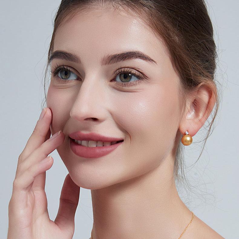 Natural Champagne  Pearl Stud Earrings