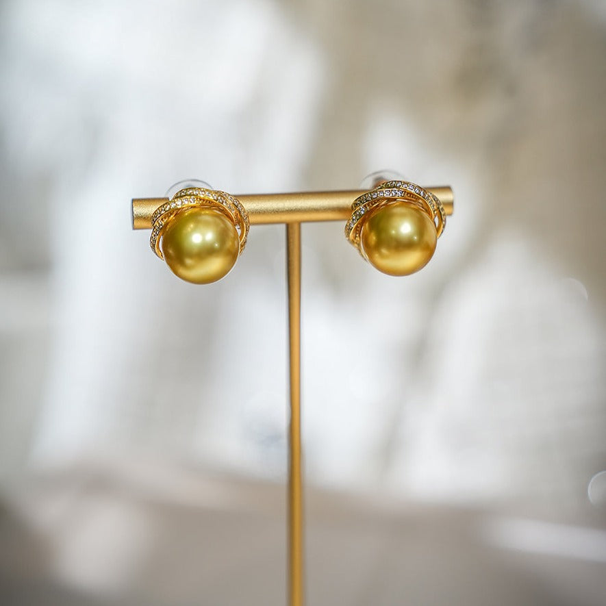 Natural Champagne Pearl Stud Earrings