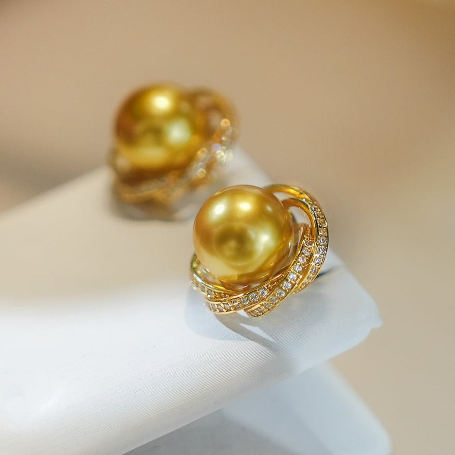 Natural Champagne Pearl Stud Earrings
