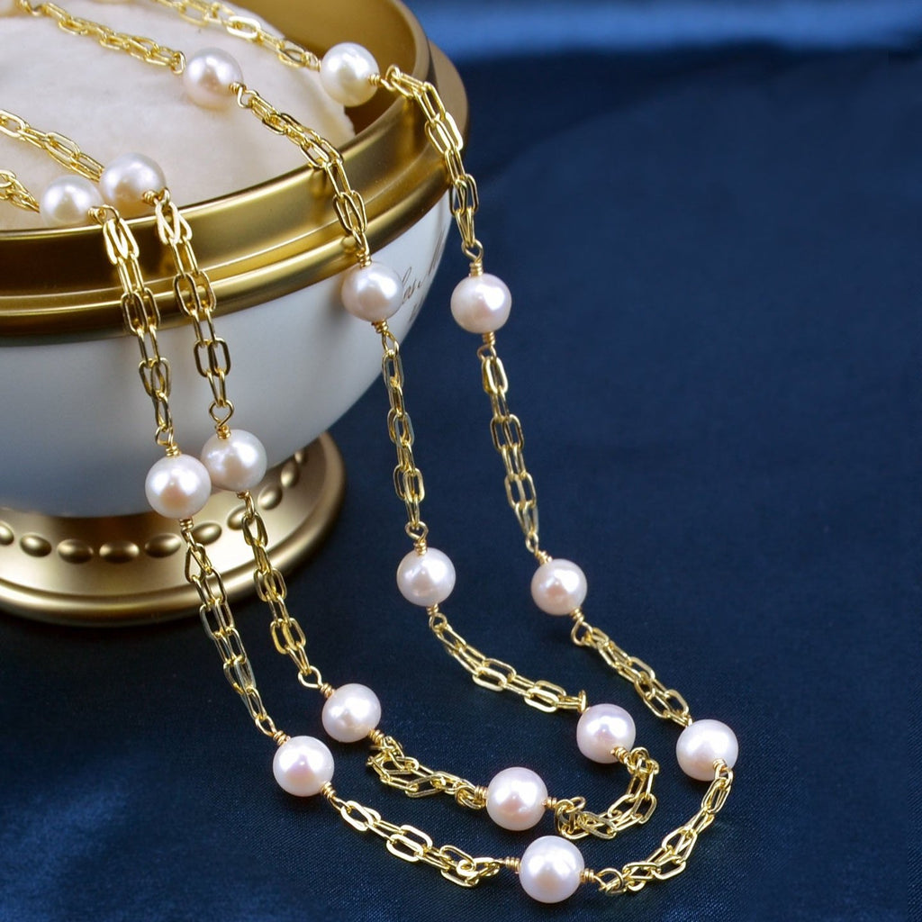 Natural Pearl Necklace in 40"
