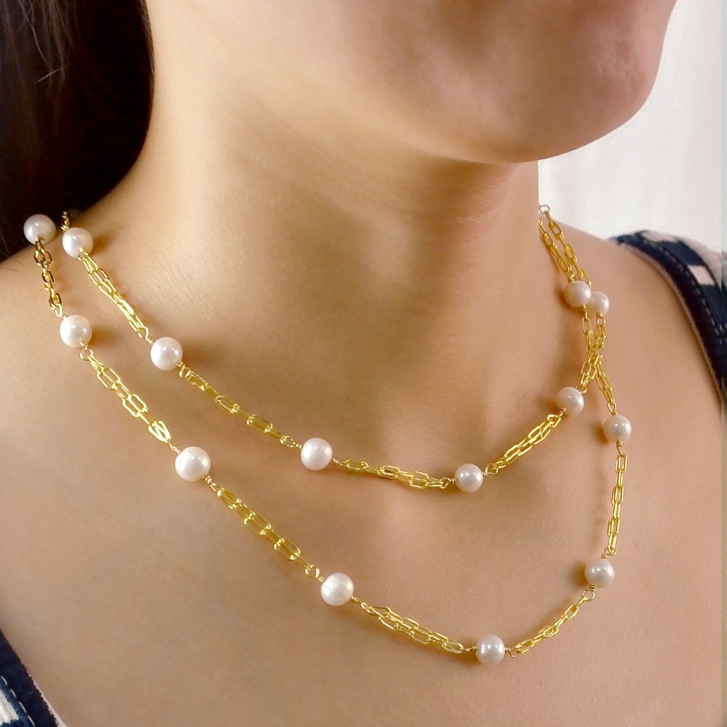 Natural Pearl Necklace in 40"
