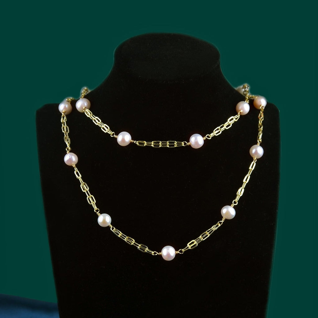 Natural Pearl Necklace in 40"