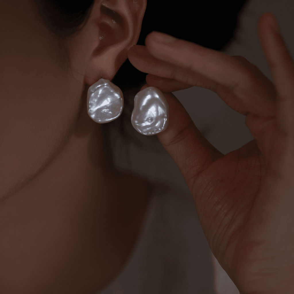 Freshwater Keshi Pearl Stud Earrings