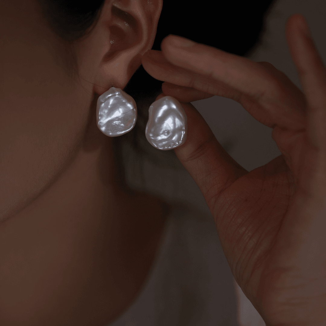 Freshwater Keshi Pearl Stud Earrings