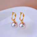 Japanese Akoya Pearl Hoop Earrings in 18K Gold