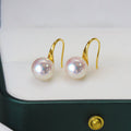 Japanese Akoya Pearl Hoop Earrings in 18K Gold