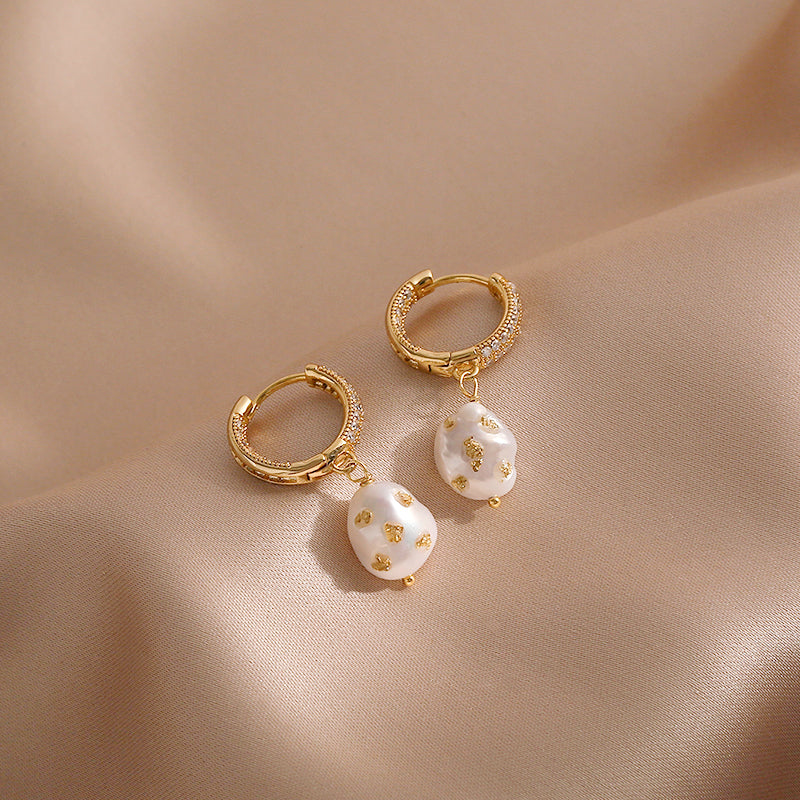 Freshwater Baroque Pearl Hoop Earrings