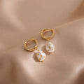 Freshwater Baroque Pearl Hoop Earrings
