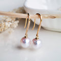 Japanese Akoya Pearl Hoop Earrings in 18K Gold