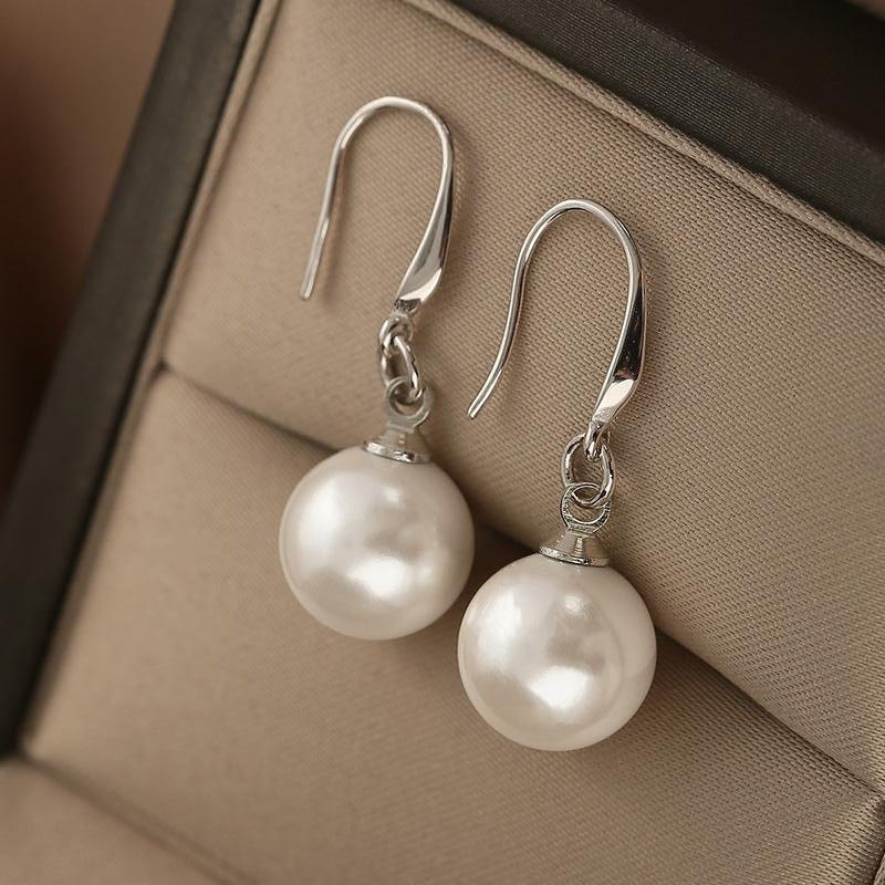 White Freshwater Pearl Hoop Earrings