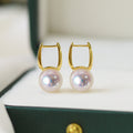 Japanese Akoya Pearl Hoop Earrings in 18K Gold