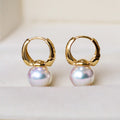 Japanese Akoya Pearl Hoop Earrings in 18K Gold
