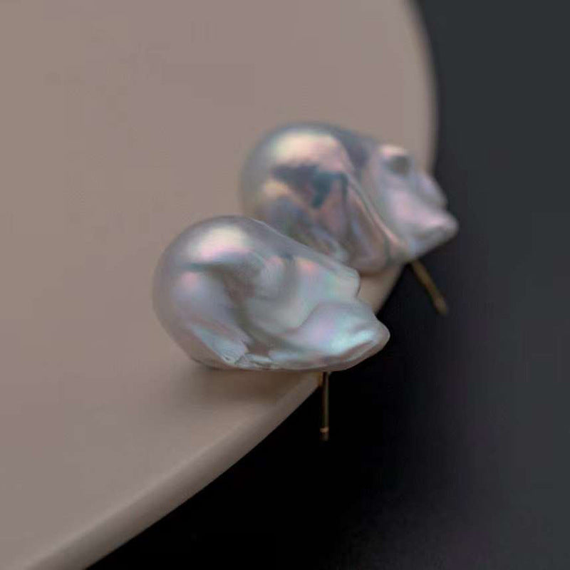 Natural Baroque Pearl Stud Earrings