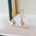 Japanese Akoya Pearl Hoop Earrings in 18K Gold