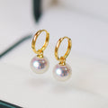 Japanese Akoya Pearl Hoop Earrings in 18K Gold