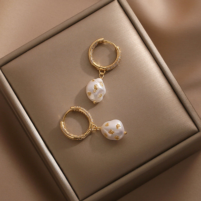 Freshwater Baroque Pearl Hoop Earrings