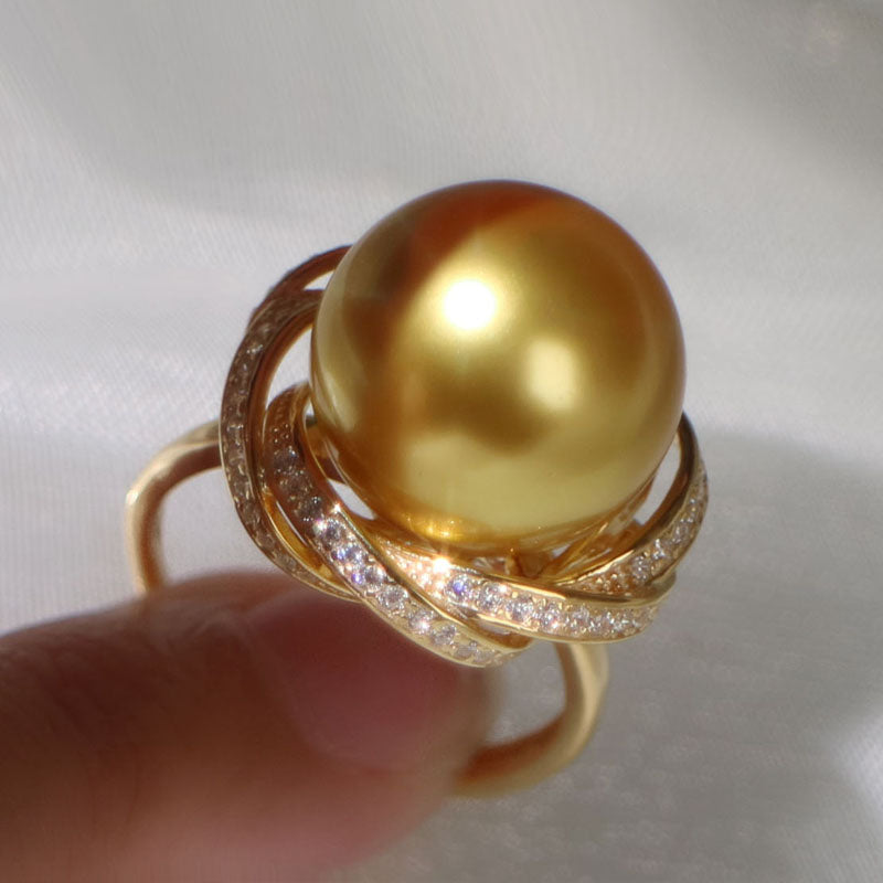 Natural Champagne Pearl Open Ring