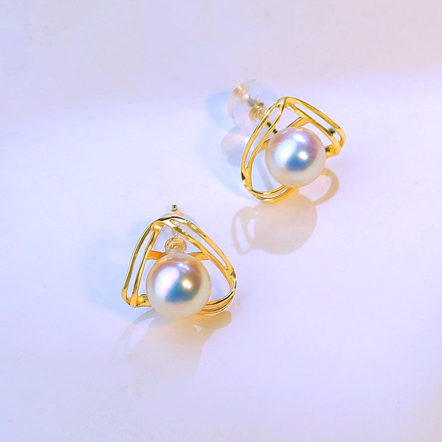 Japanese Akoya Pearl Stud Earrings in 18K Gold