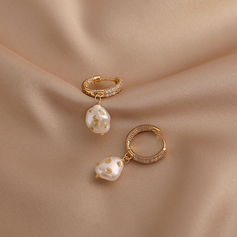 Freshwater Baroque Pearl Hoop Earrings