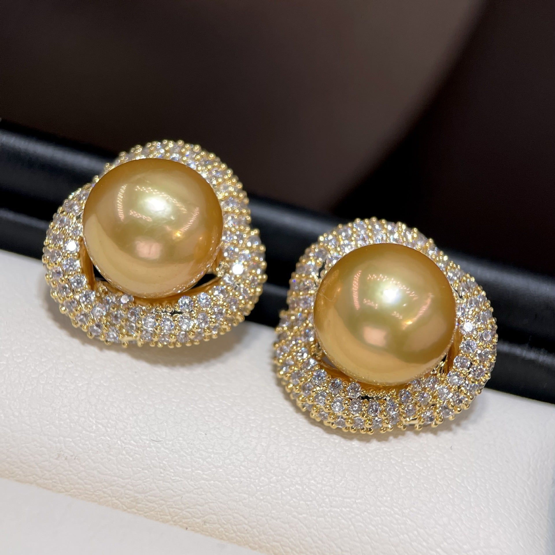 Natural Champagne Pearl Stud Earrings
