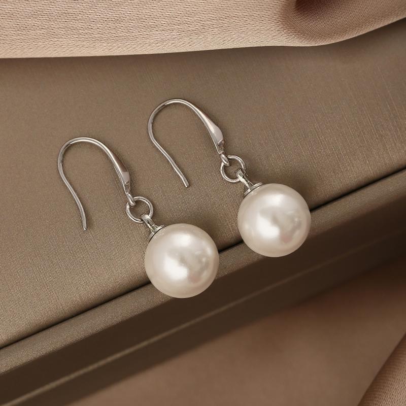 White Freshwater Pearl Hoop Earrings