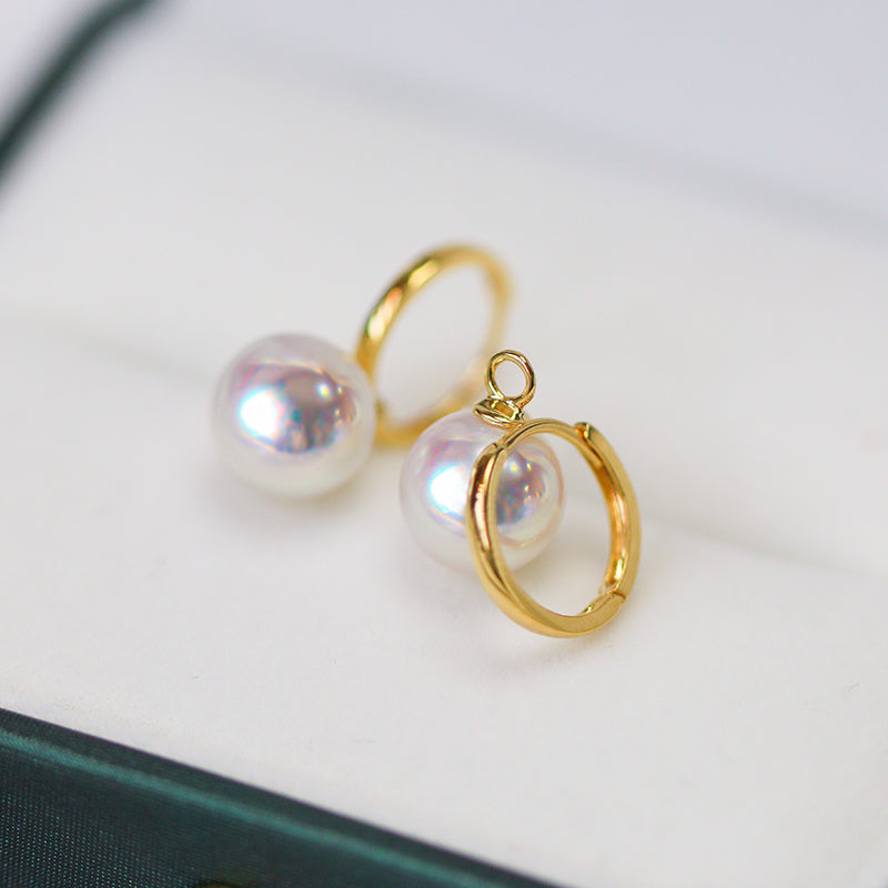 Japanese Akoya Pearl Hoop Earrings in 18K Gold