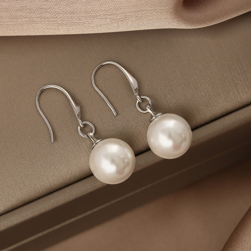 Freshwater White Pearl Hoop Earrings