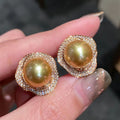 Natural Champagne Pearl Stud Earrings