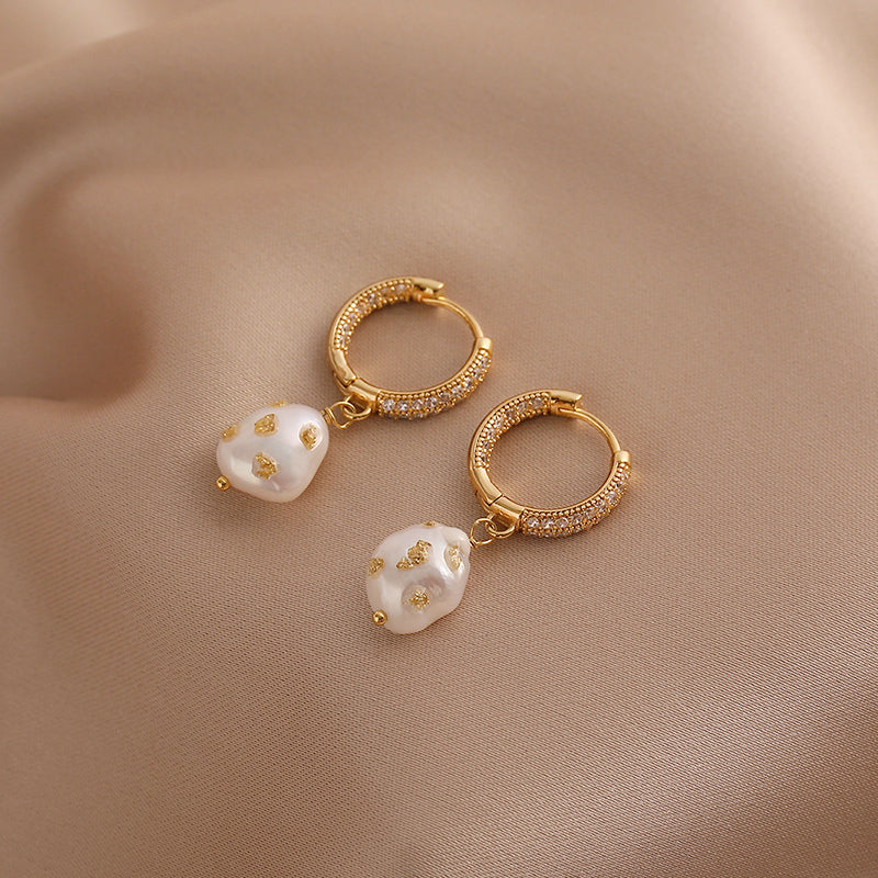 Freshwater Baroque Pearl Hoop Earrings