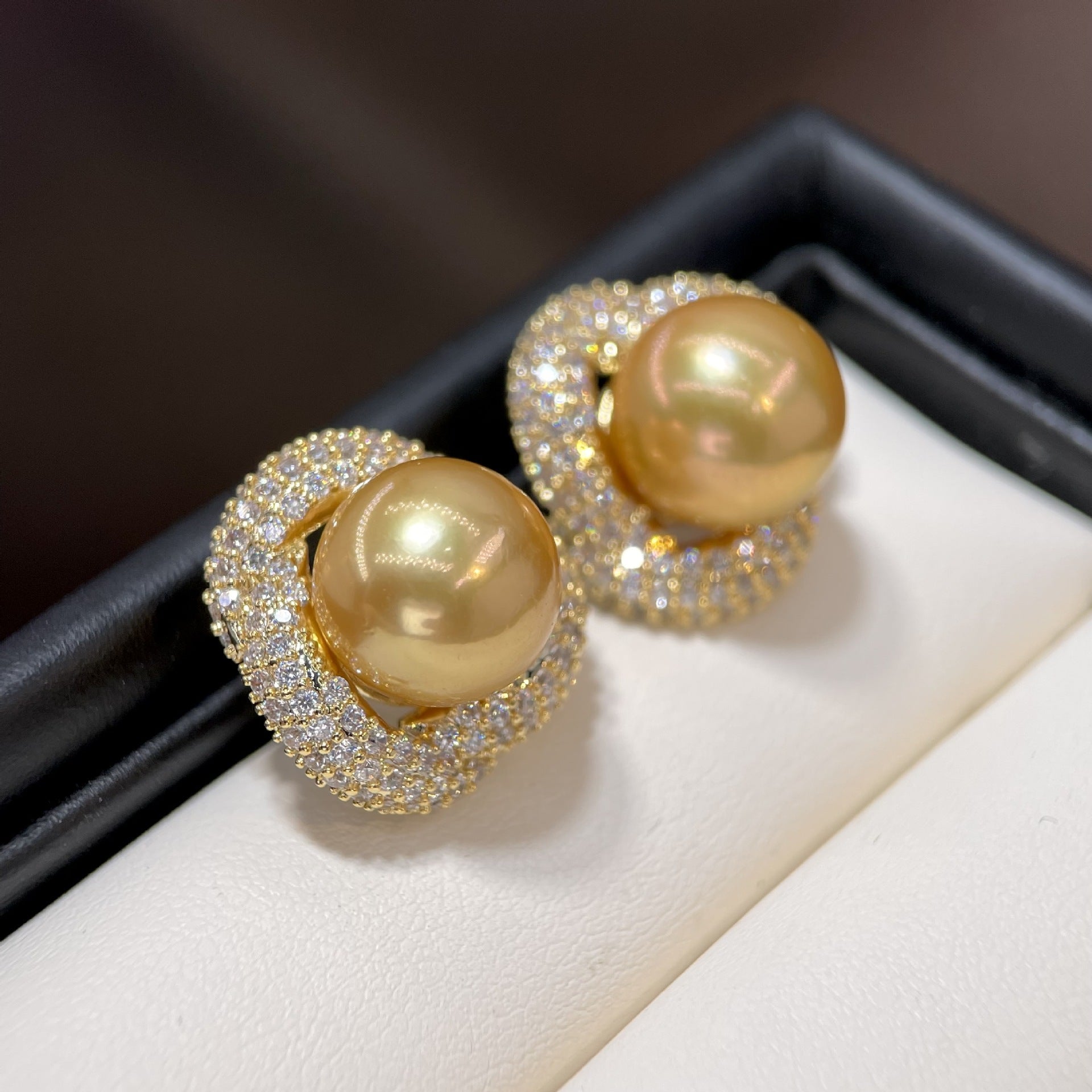 Natural Champagne Pearl Stud Earrings