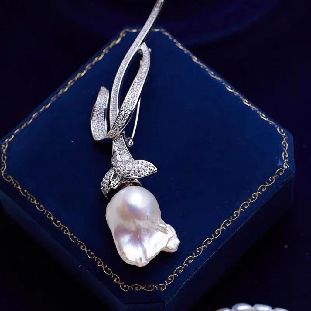 Natural Baroque Pearl Brooch