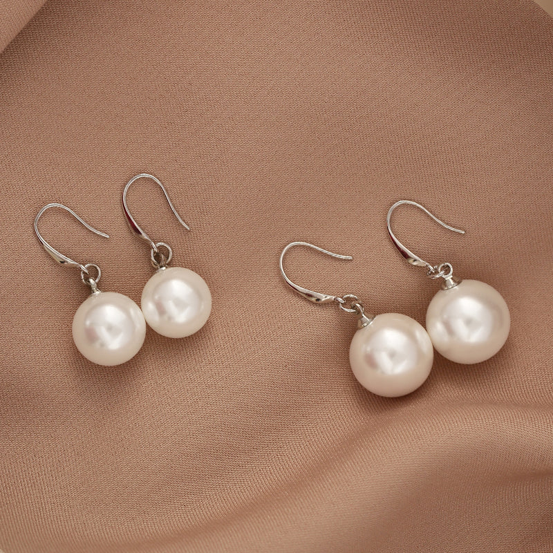 Freshwater White Pearl Hoop Earrings
