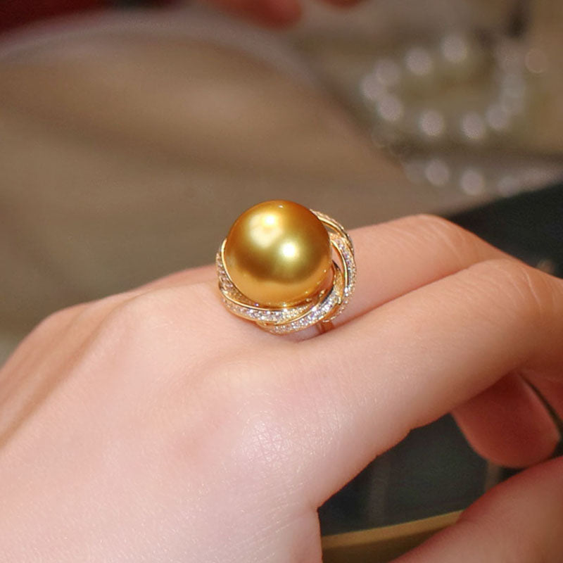 Natural Champagne Pearl Open Ring