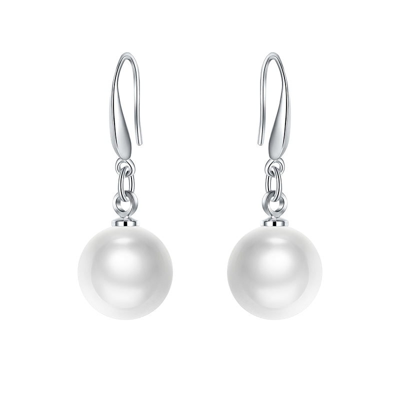 Freshwater White Pearl Hoop Earrings